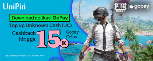 Top Up Unknown Cash (UC) di UniPin Pakai GoPay Cashback 90%!